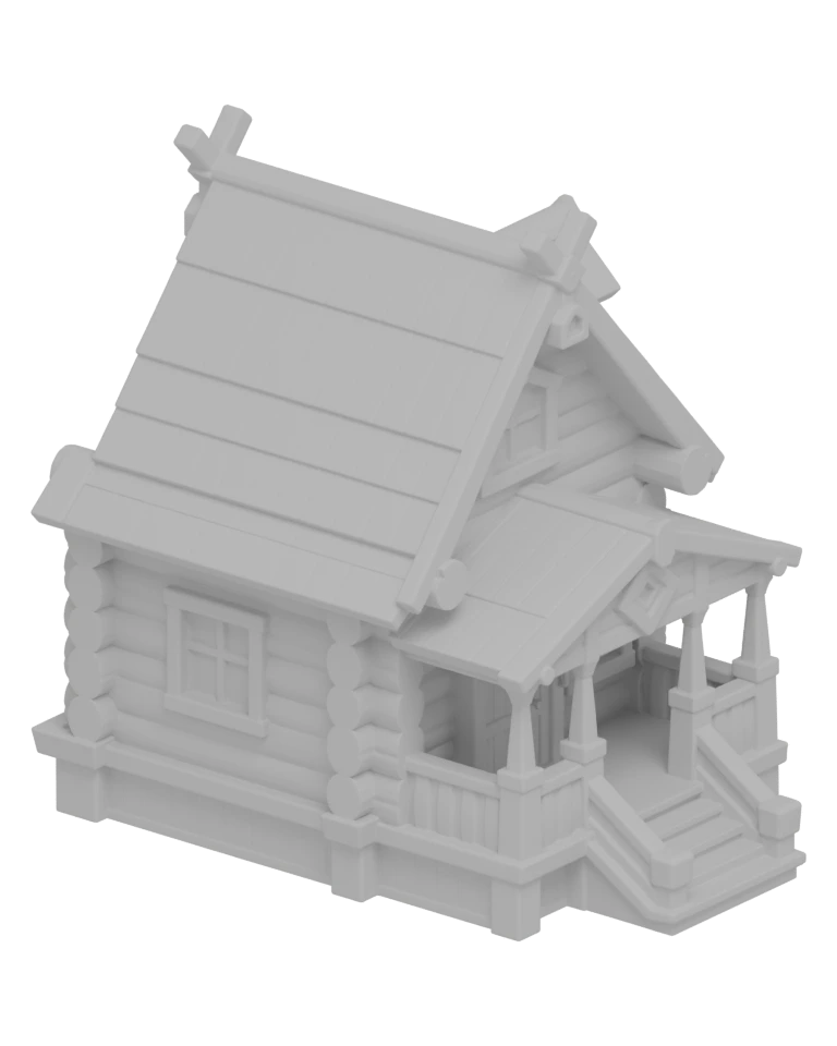 Storybook cottage in clay geometry view