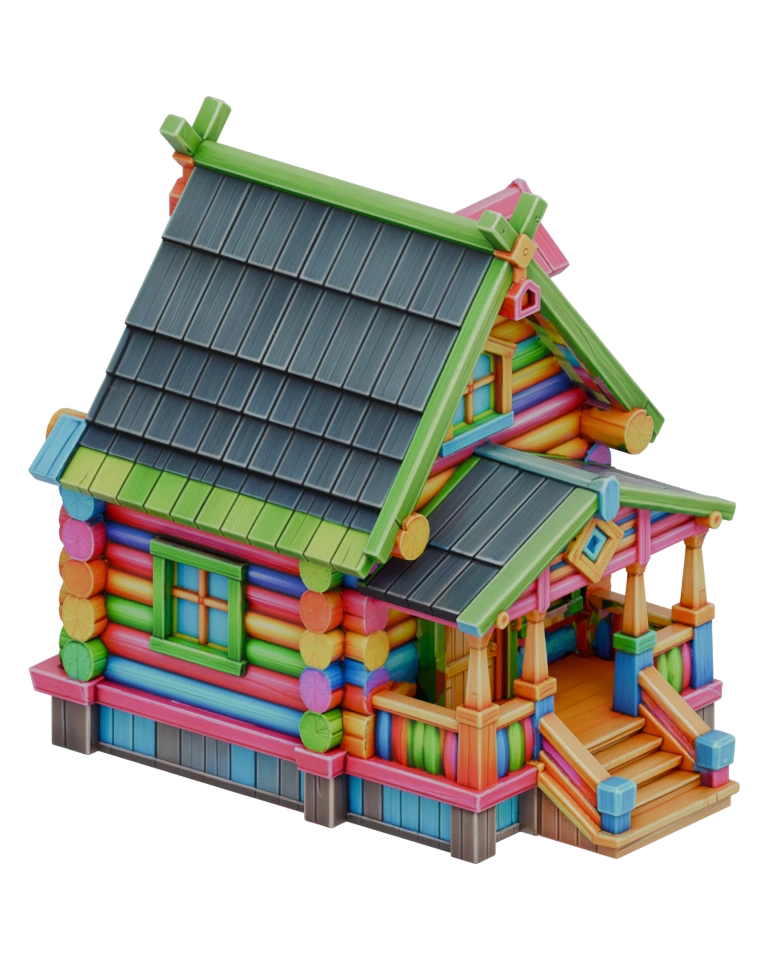 Storybook cottage, a colored 3D architecture render