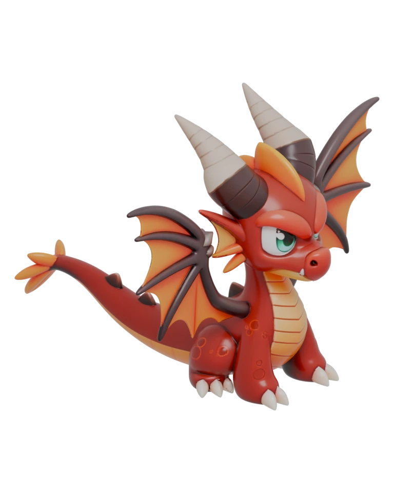 Forest dragon, a colored 3D creature render