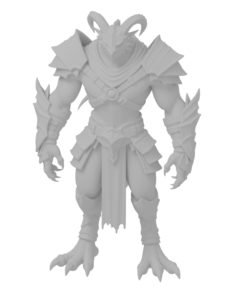 Dragon guardian in clay geometry view