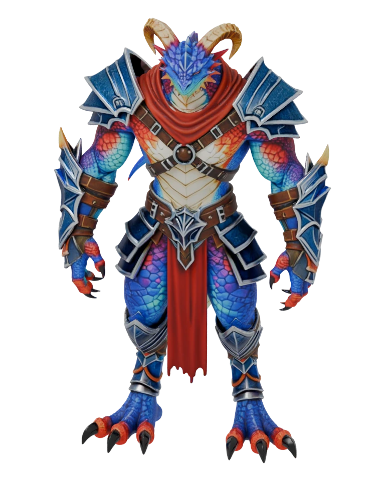 Dragon guardian, a colored 3D character render