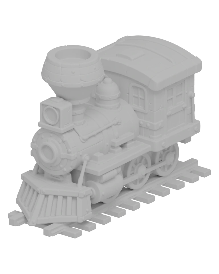 Steam locomotive in clay geometry view