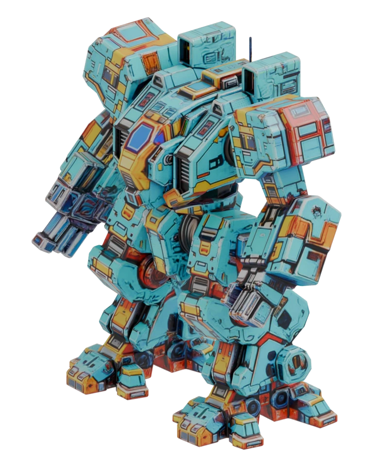 Scout mech, a colored 3D character render