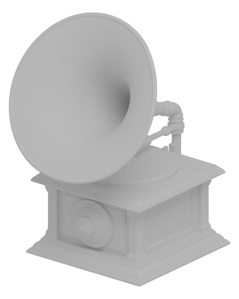 Vintage gramophone in clay geometry view