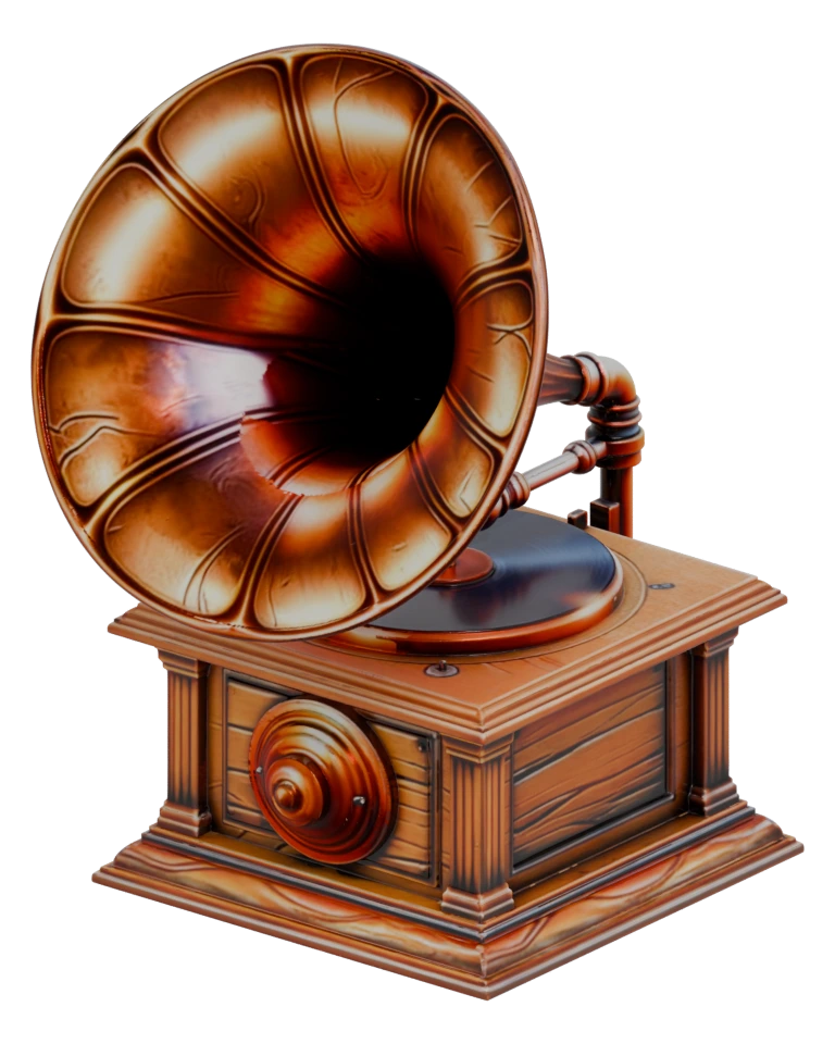 Vintage gramophone, a colored 3D object render